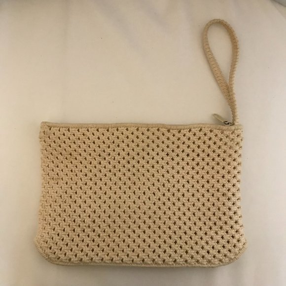 Vintage Cream Macrame Wristlet Purse - Picture 4 of 5